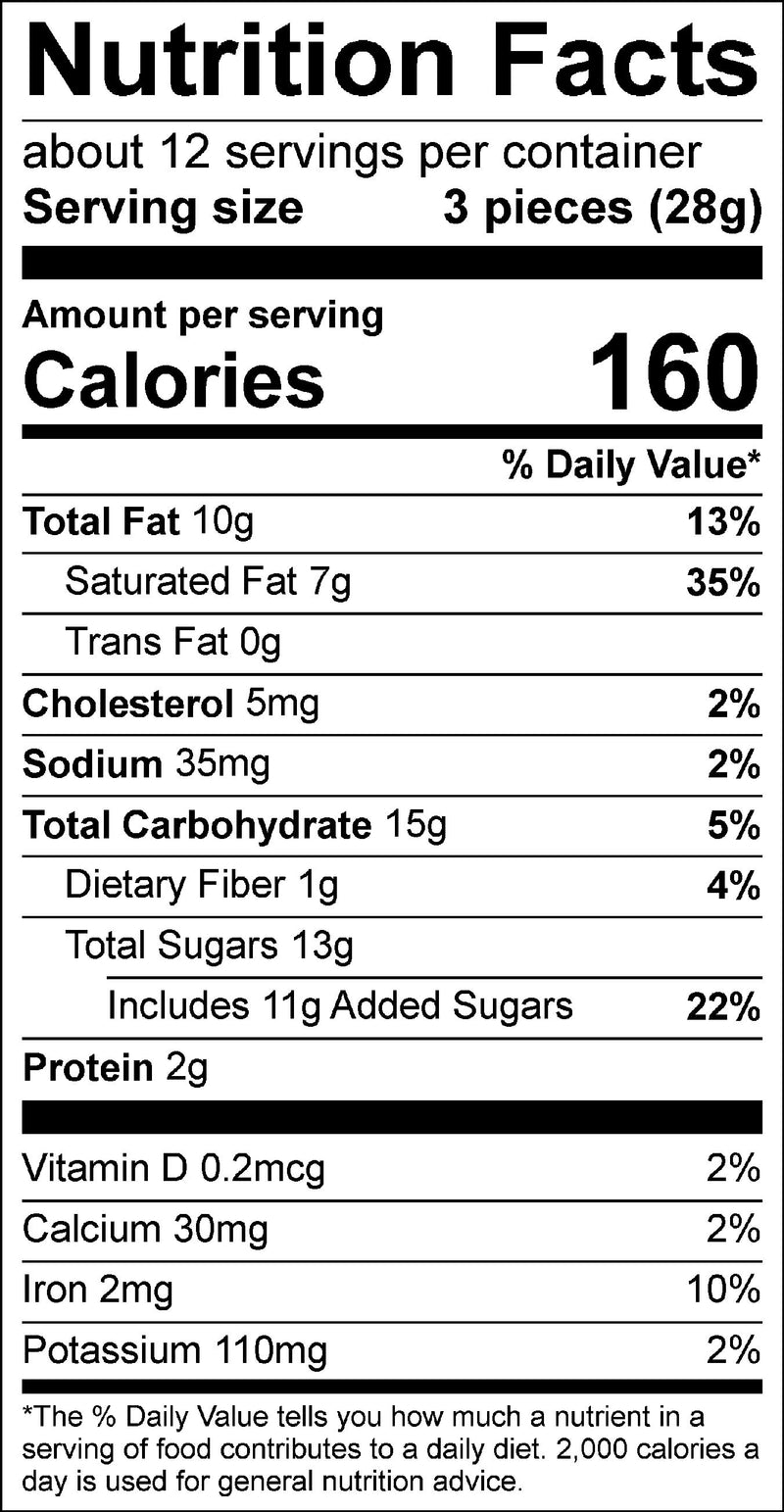 Nutrition label for Fairytale Factory
