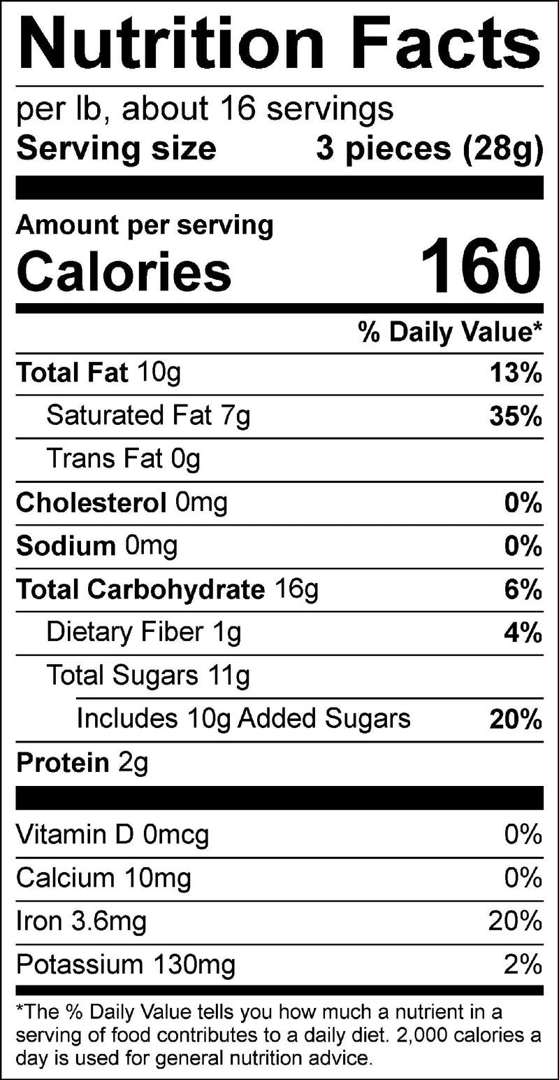Nutrition label for Candy Cane