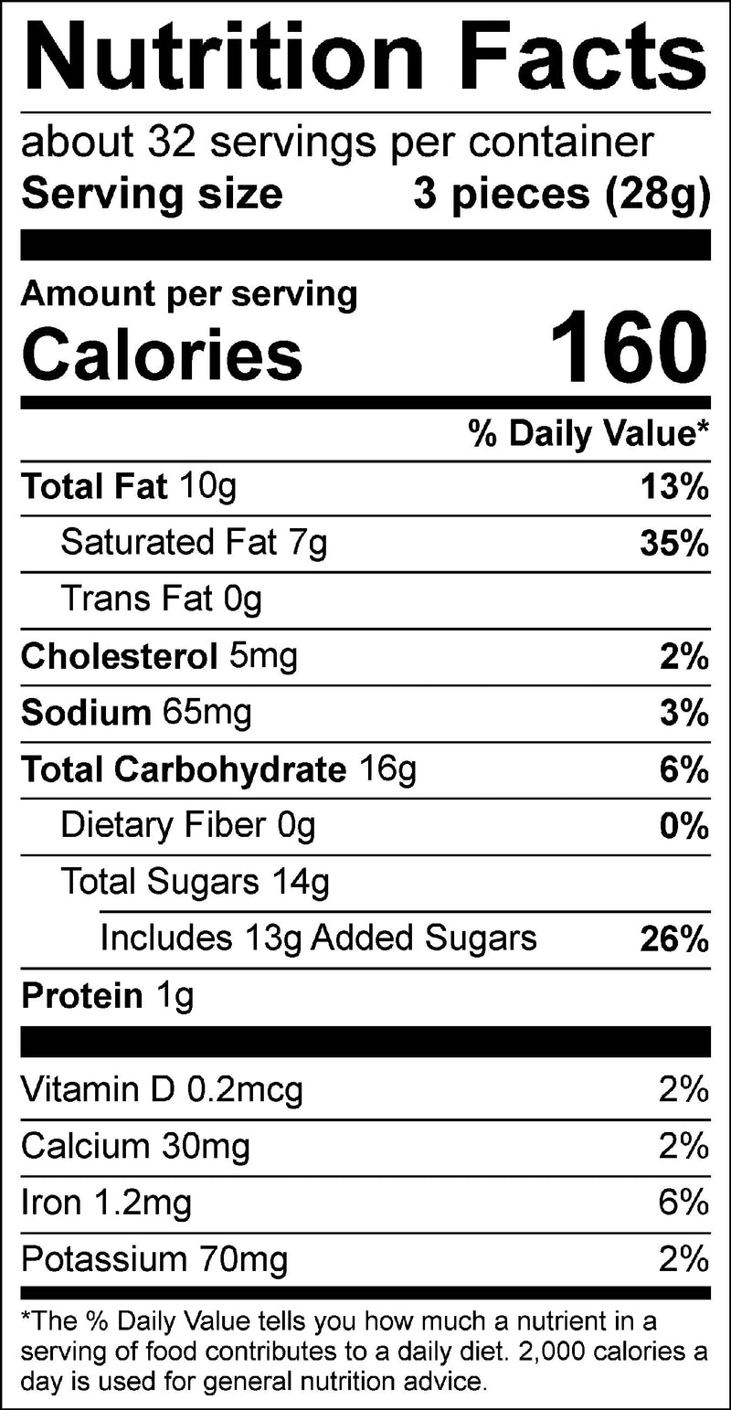 Nutrition label for Creme Brulee